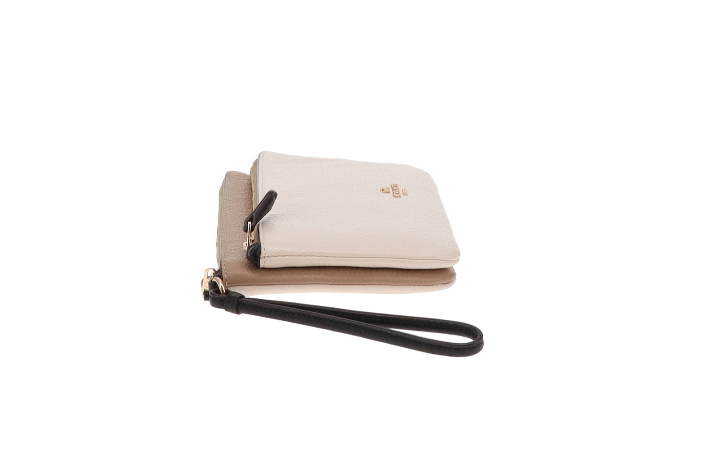 Coach Double Zip Pouch Wristley Beige & Chalk