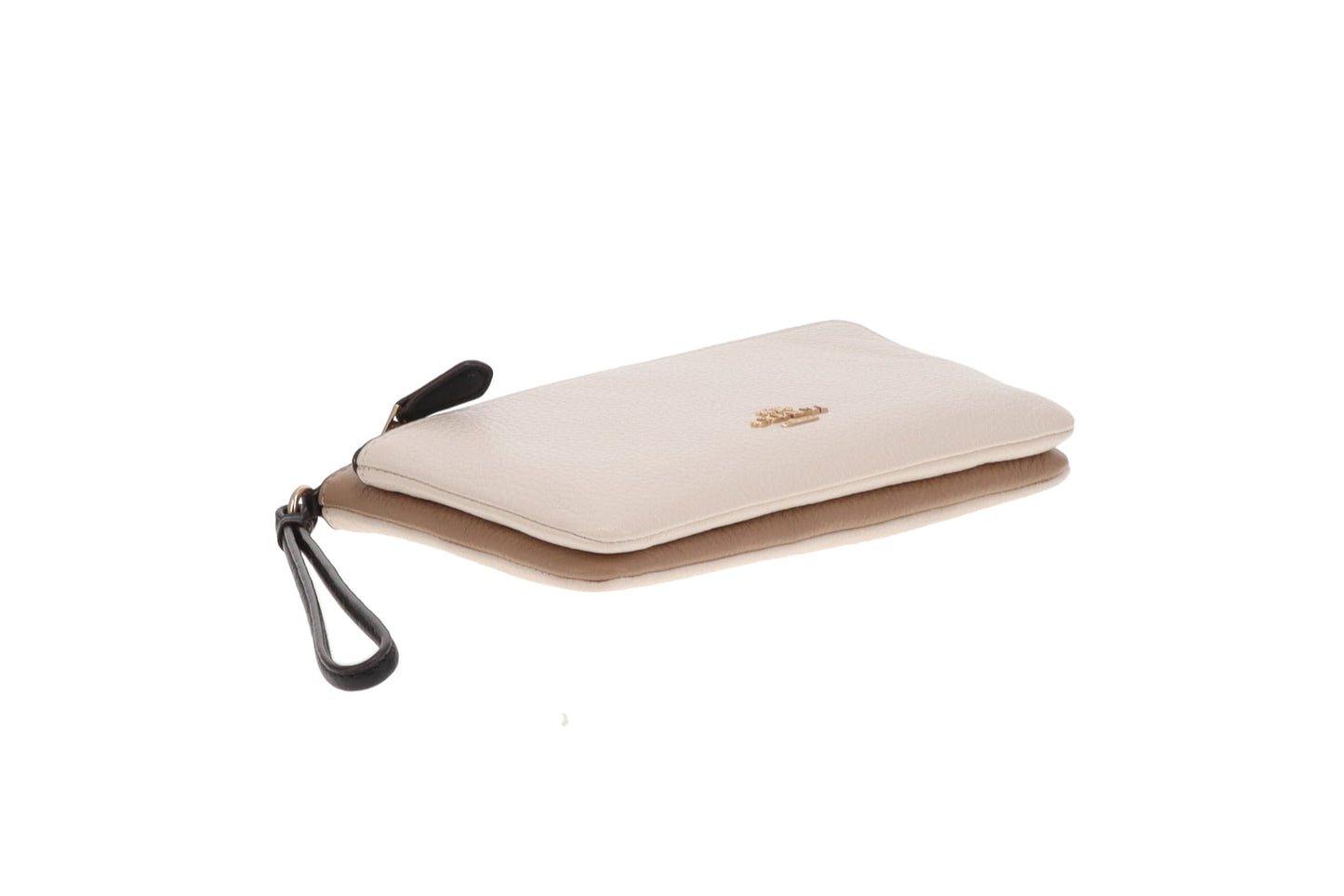 Coach Double Zip Pouch Wristley Beige & Chalk