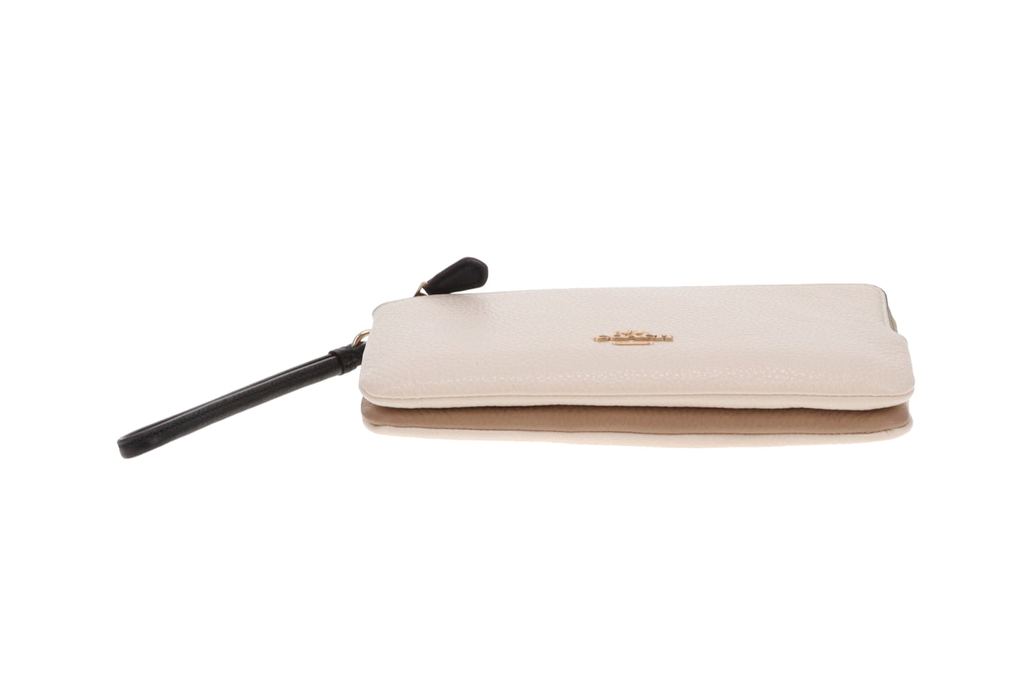 Coach Double Zip Pouch Wristley Beige & Chalk