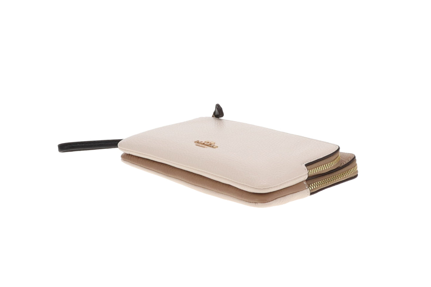 Coach Double Zip Pouch Wristley Beige & Chalk