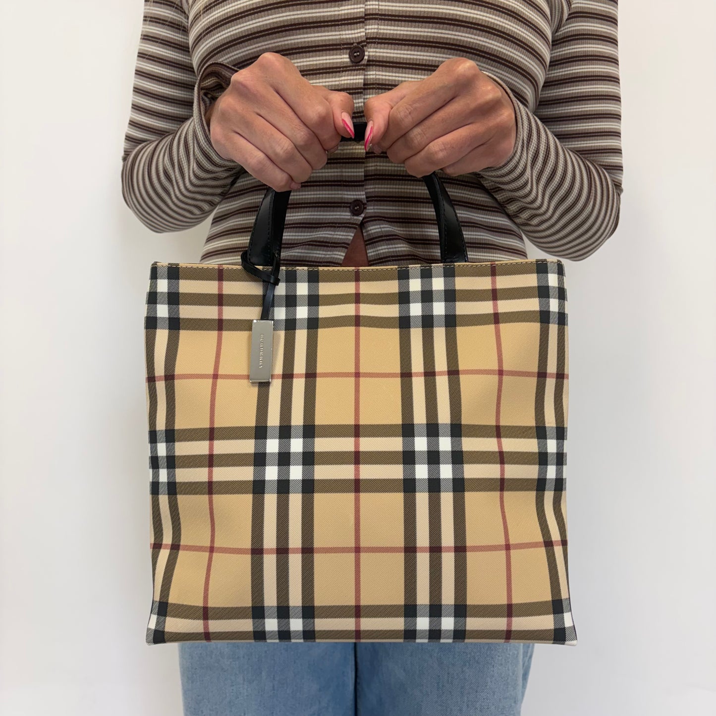 Burberry Nova Check Top Handle Tote Vintage 2