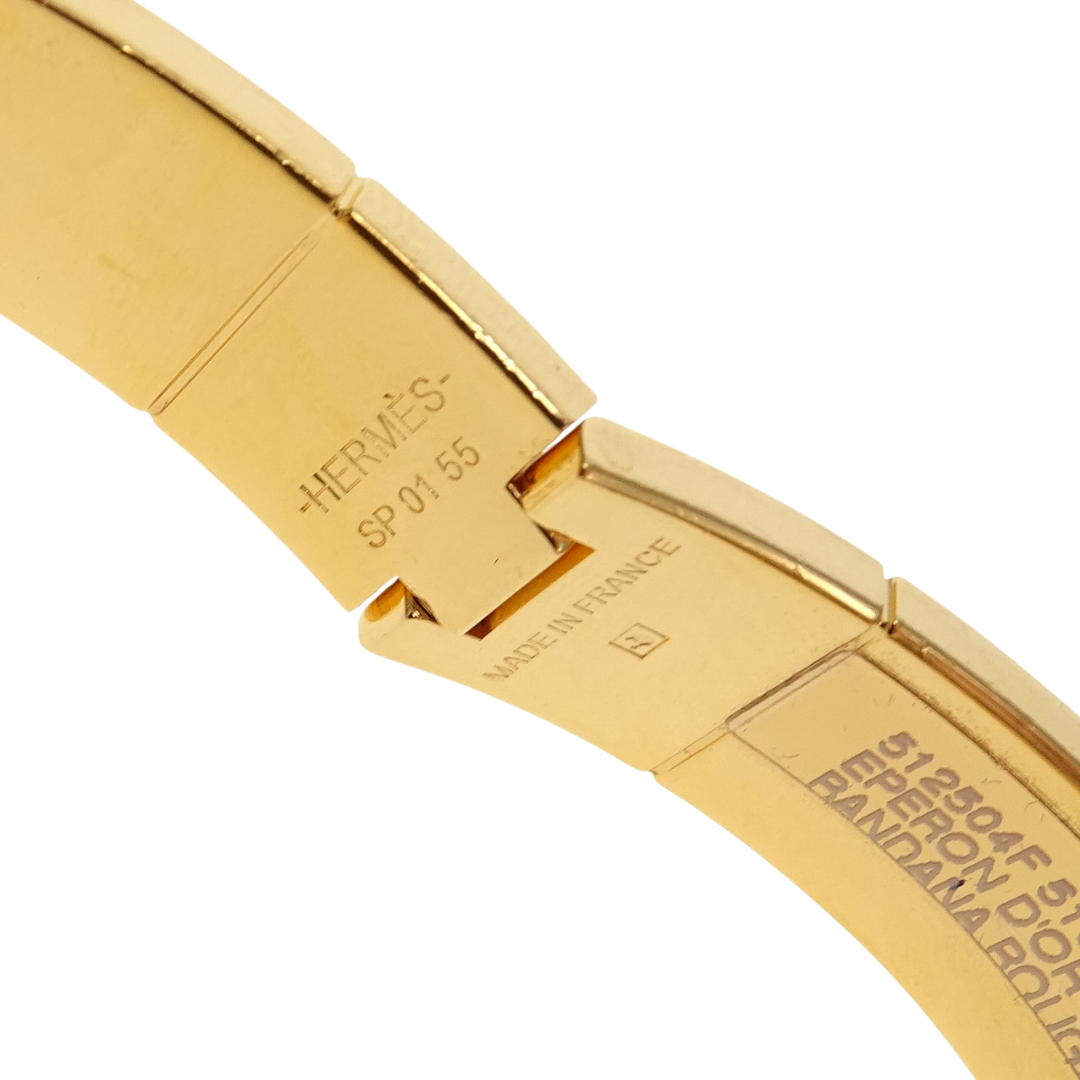 Hermes Hinged Bracelet Red Eperon D'or Bandana Rouge Enamel Gold Plated