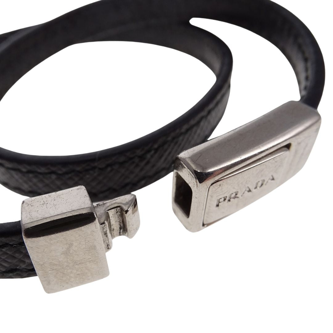 Prada Triangle Logo Double Wrap Bracelet