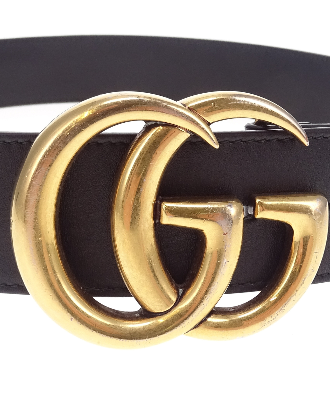 Gucci Black Leather GHW GG 4cm Belt 80cm