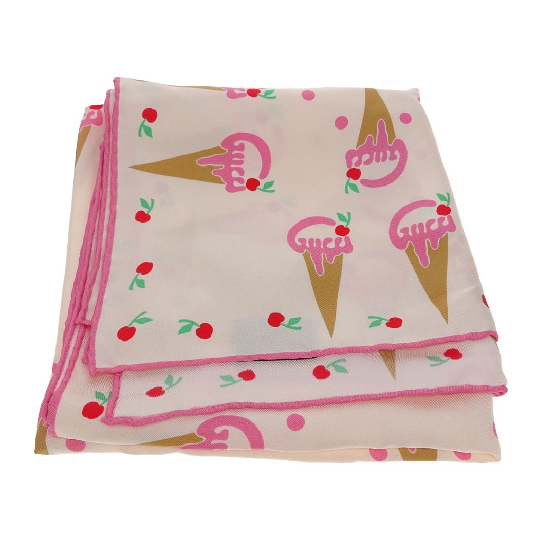 Gucci Ice Cream Print 90cm Silk Scarf