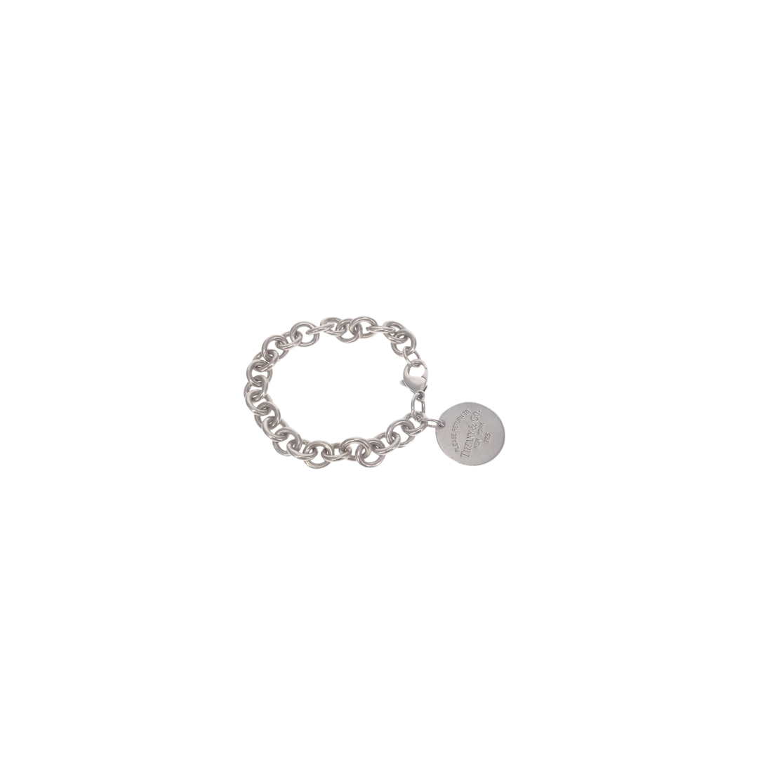 Tiffany Co Sterling Silver Disc Plate RTT Bracelet Designer