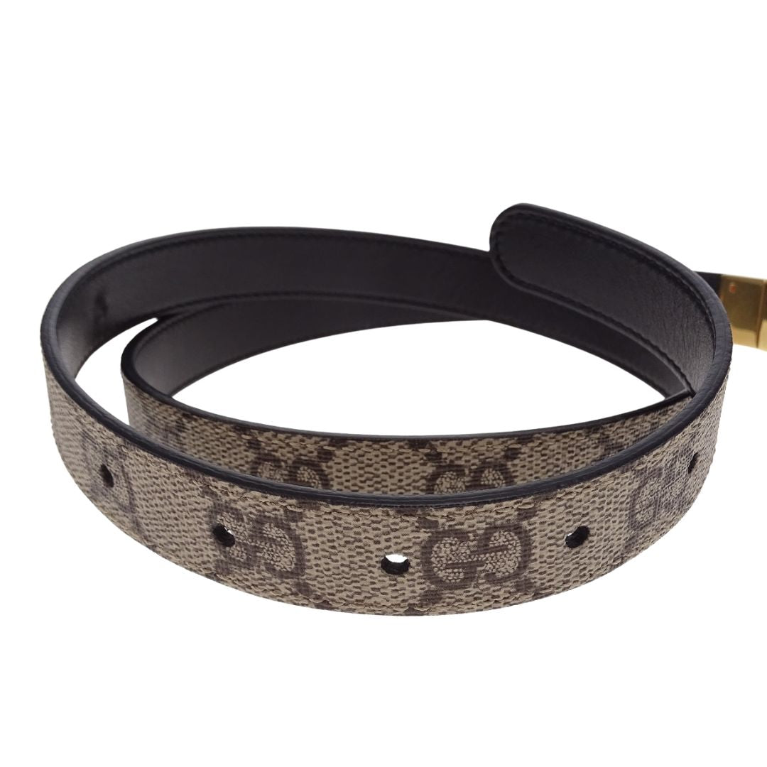 Gucci Marmont GG Thin Belt In GG Supreme Canvas & Leather 80/32