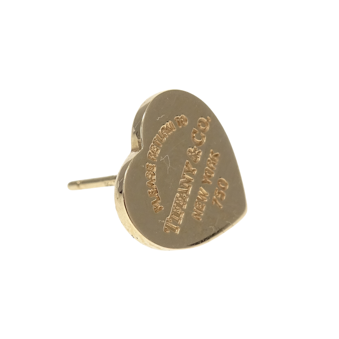 Tiffany & Co RTT Heart Stud Earrings 18k Yellow Gold