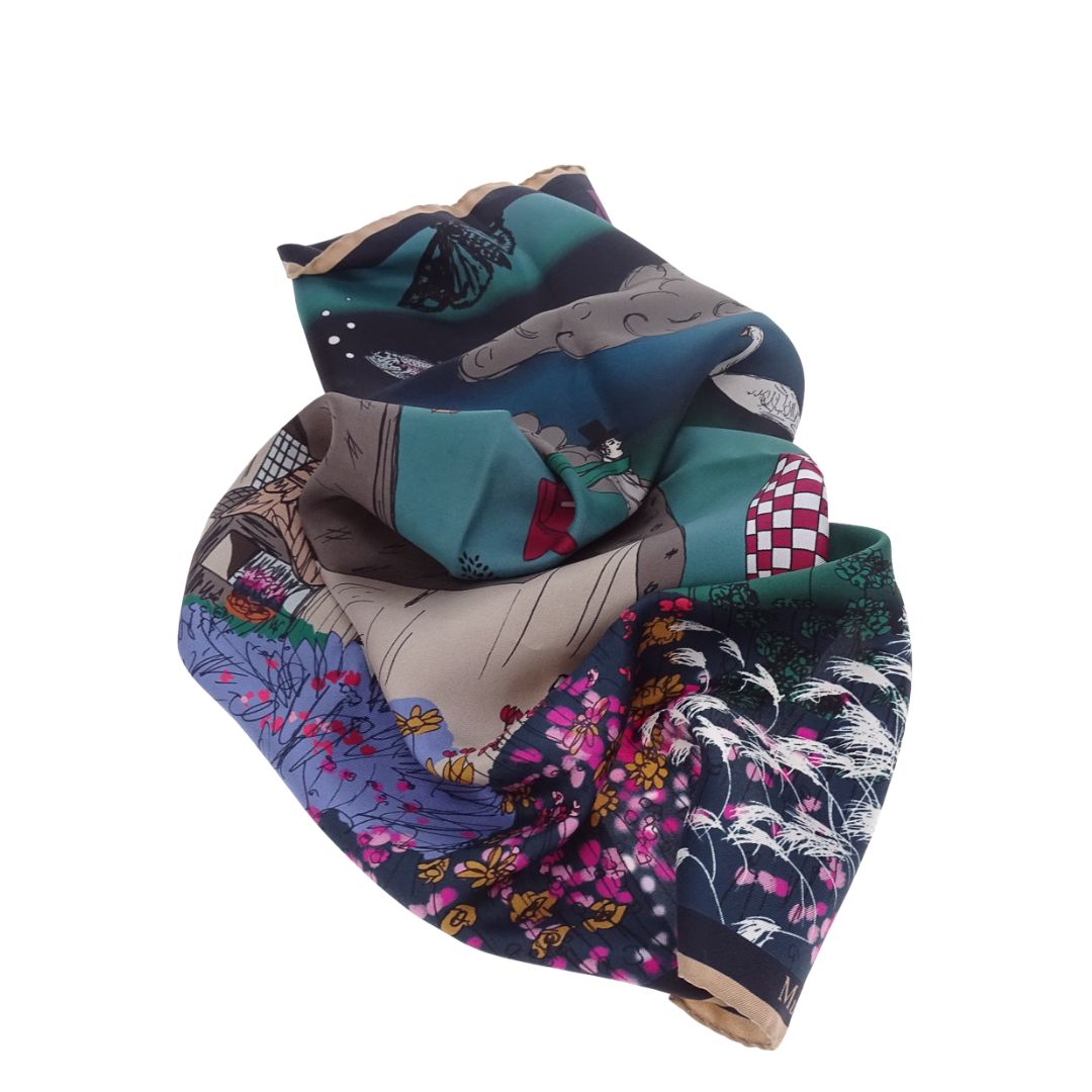 Mulberry Surreal Square 70cm Bio Silk Twill In Malachite