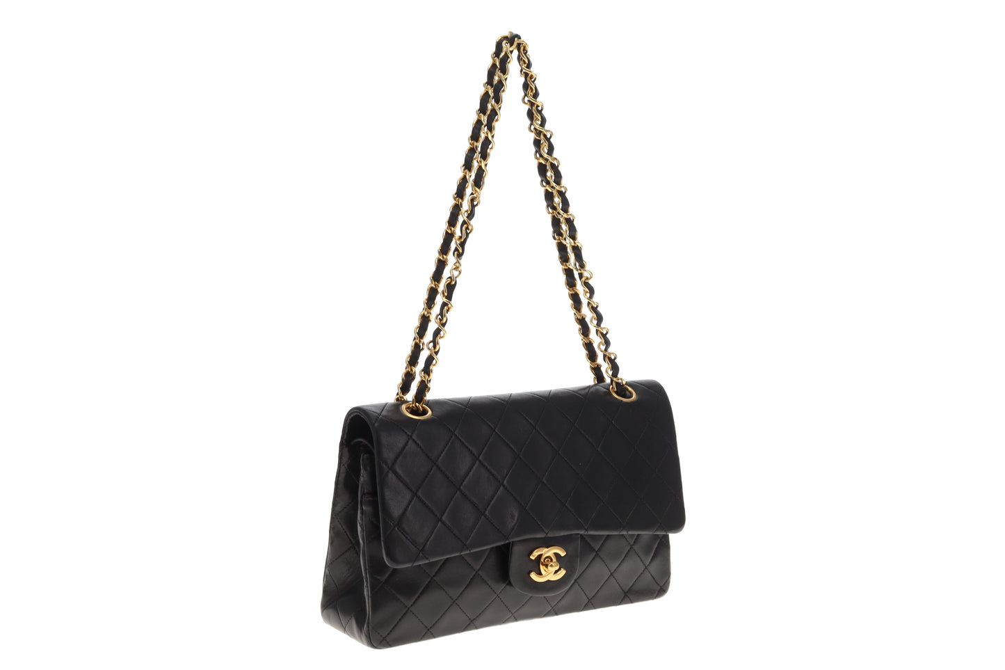 Chanel Classic Double Flap Med Black Lambskin GHW 1989/91