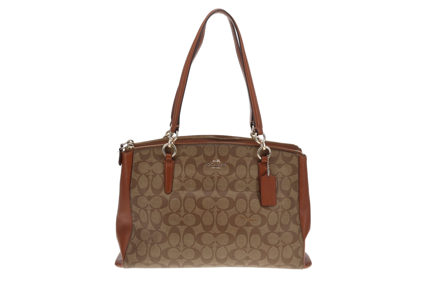 Coach Christie Carryall Signature Canavs and Tan Leather (missing long strap)