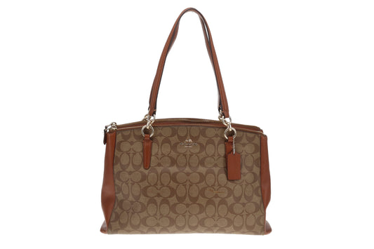 Coach Christie Carryall Signature Canavs and Tan Leather (missing long strap)