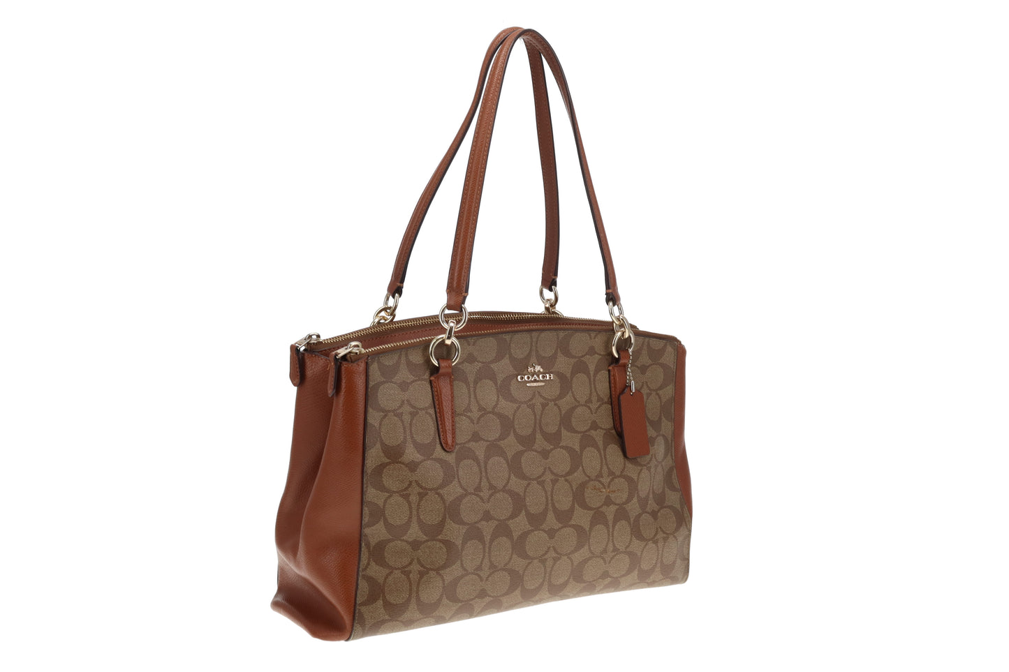 Coach Christie Carryall Signature Canavs and Tan Leather (missing long strap)