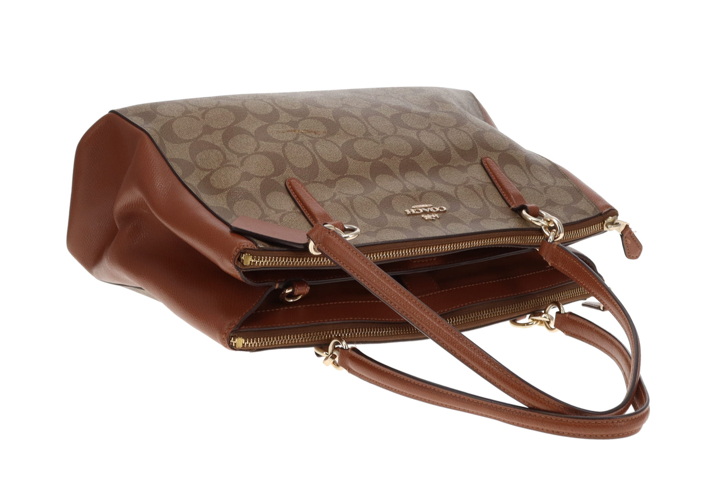 Coach Christie Carryall Signature Canavs and Tan Leather (missing long strap)