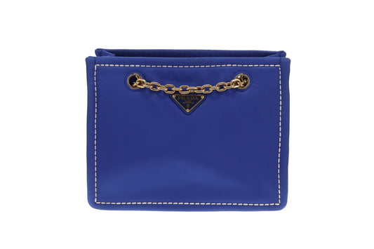 Prada Tote Indaco Nylon Contrast Stitch