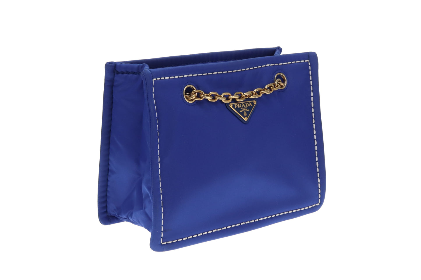 Prada Tote Indaco Nylon Contrast Stitch