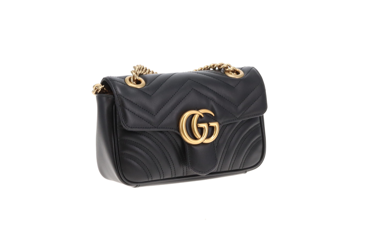 Gucci GG Marmont Mini Flap Bag – Black Leather with Gold Hardware