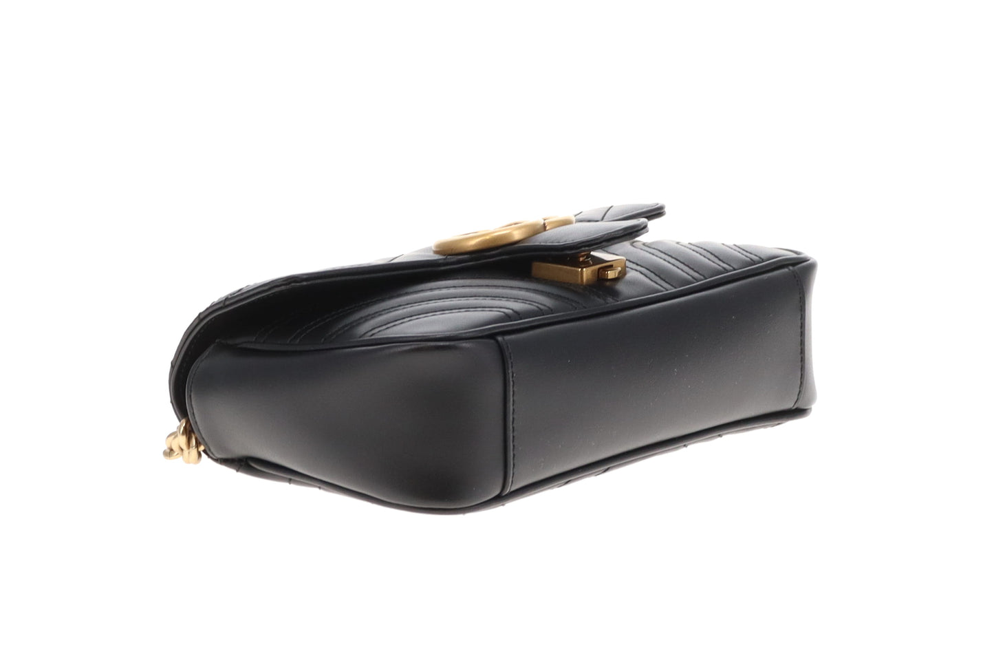 Gucci GG Marmont Mini Flap Bag – Black Leather with Gold Hardware