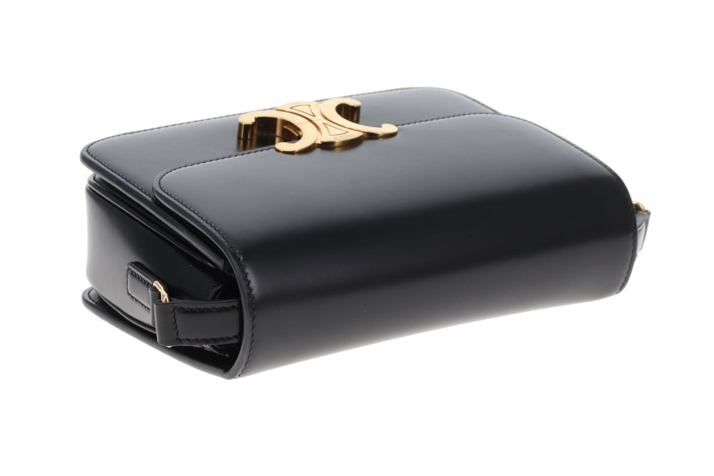 Celine Triomphe Teen Crossbody Bag in Black Leather | Pre-Owned