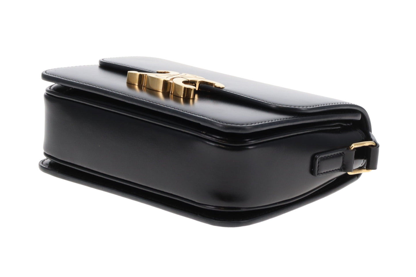 Celine Triomphe Teen Crossbody Bag in Black Leather | Pre-Owned