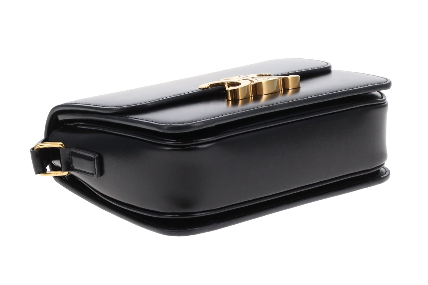 Celine Triomphe Teen Crossbody Bag in Black Leather | Pre-Owned