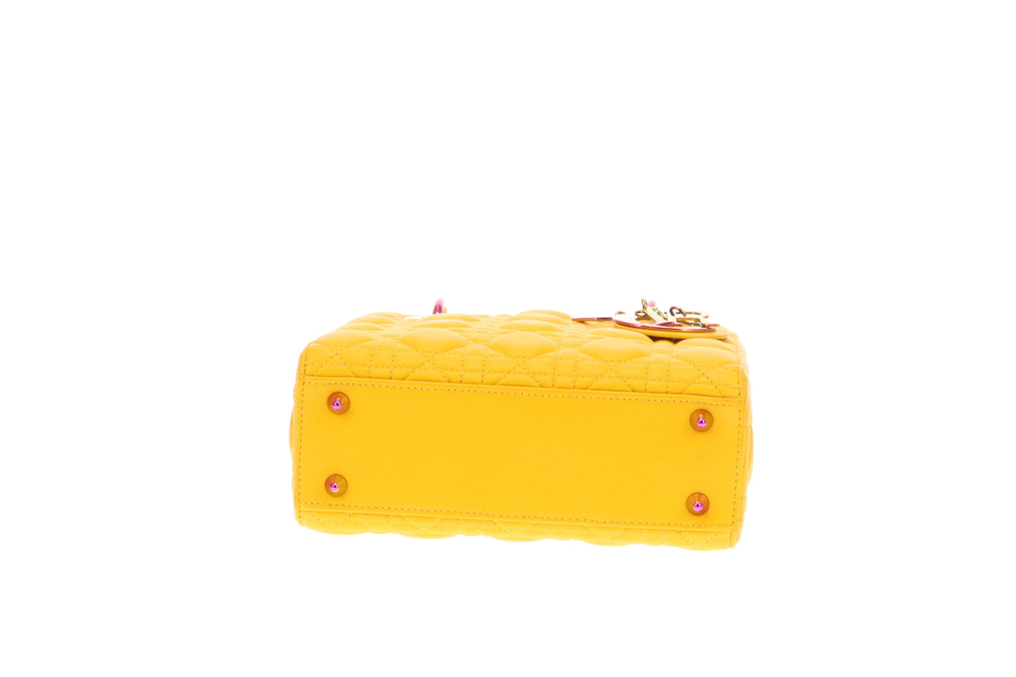 Dior Canary Yellow Small Lady Dior with Rainbow Hardware 2022