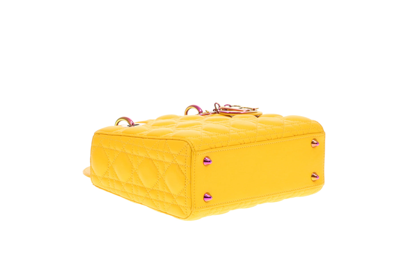 Dior Canary Yellow Small Lady Dior with Rainbow Hardware 2022