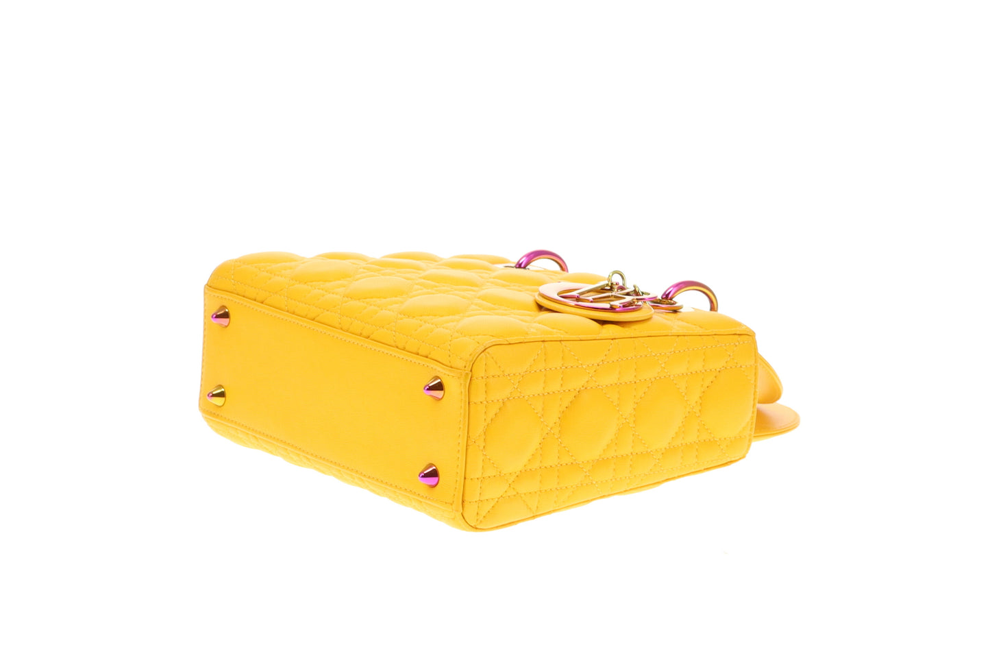 Dior Canary Yellow Small Lady Dior with Rainbow Hardware 2022