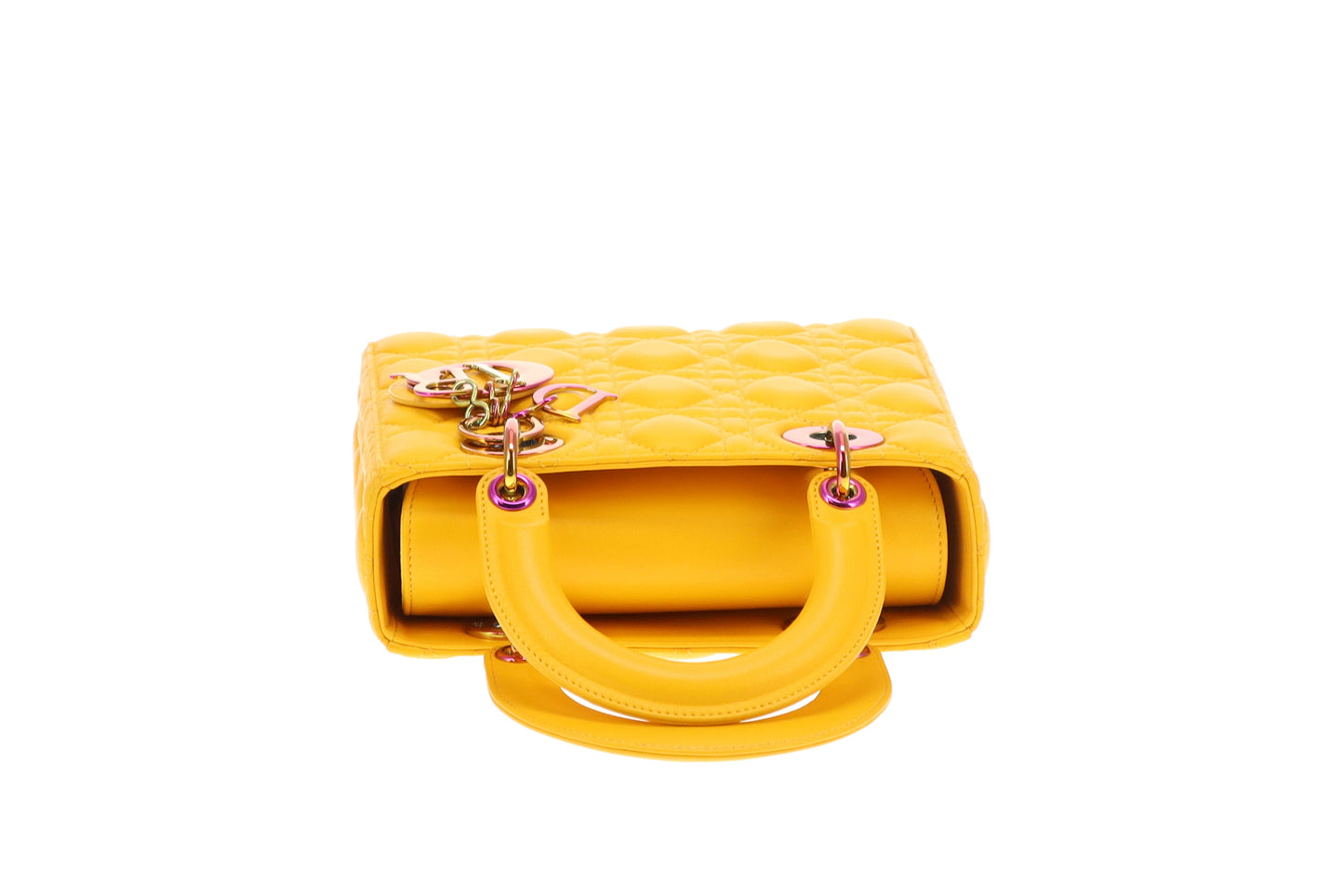 Dior Canary Yellow Small Lady Dior with Rainbow Hardware 2022