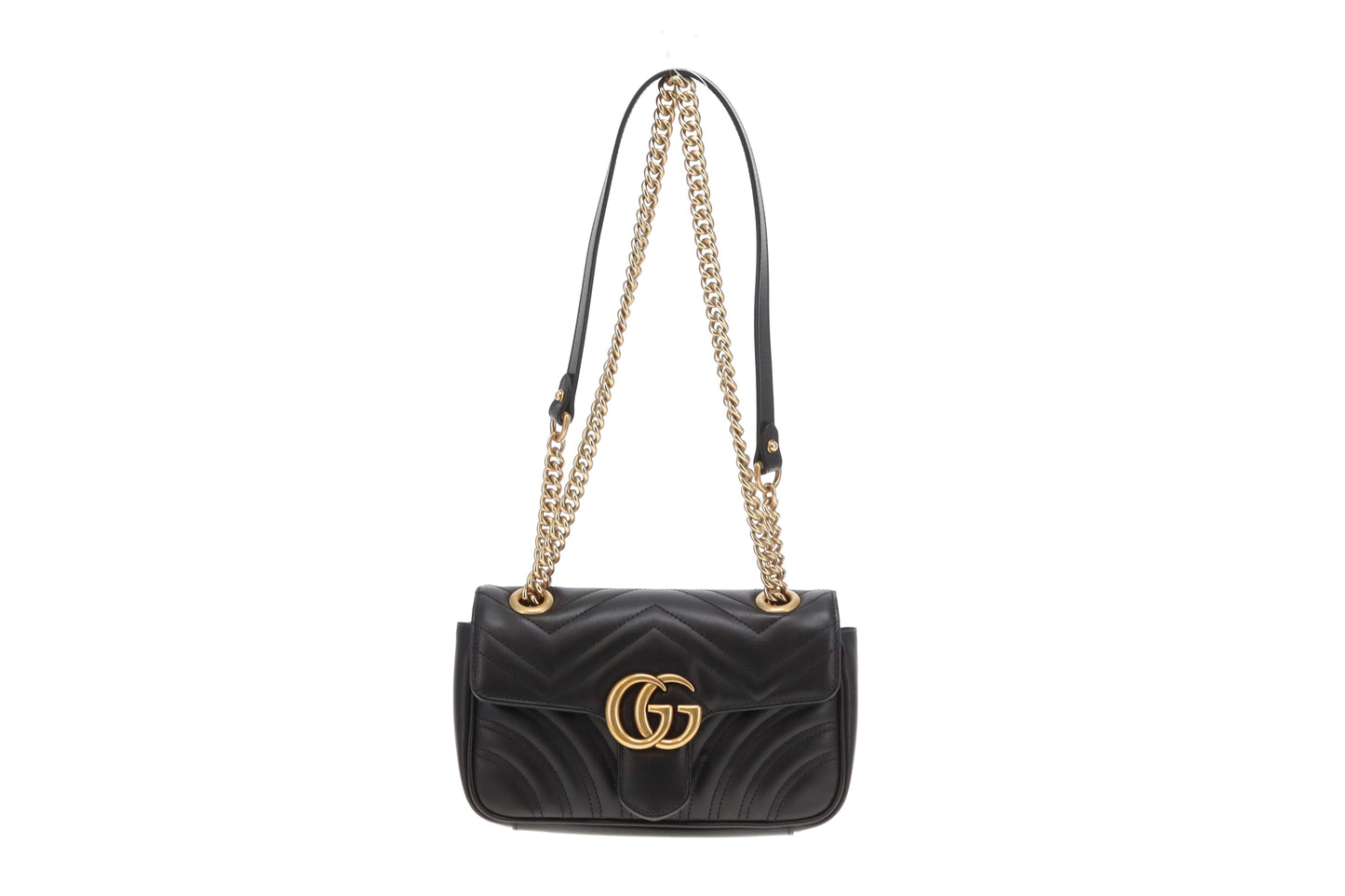 Gucci GG Marmont Mini Flap Bag – Black Leather with Gold Hardware
