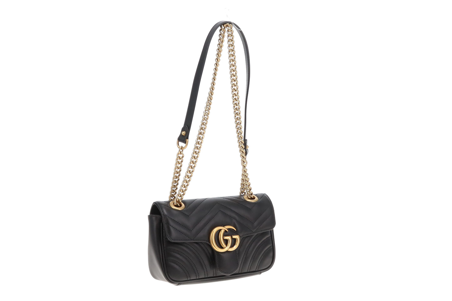 Gucci GG Marmont Mini Flap Bag – Black Leather with Gold Hardware