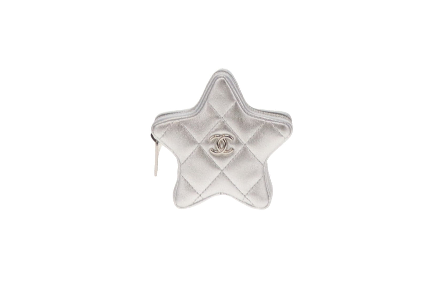 Chanel Silver Leather Star Coin Purse (NFID)