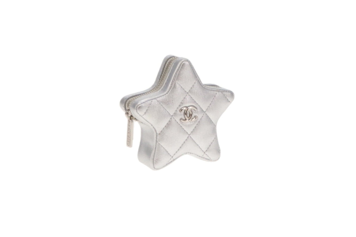 Chanel Silver Leather Star Coin Purse (NFID)