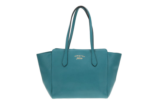 Gucci Teal Leather Swing Tote