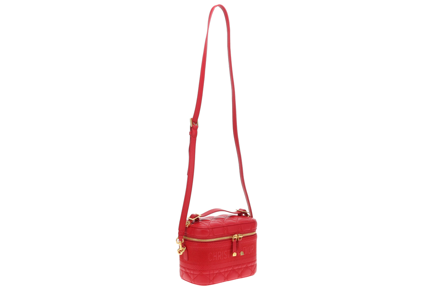 Dior Red Cannage Leather DiorTravel Vanity with Strap 2021