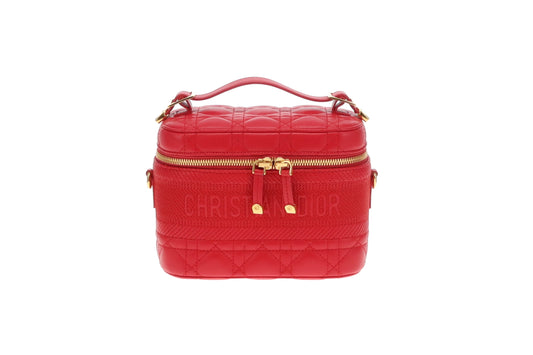 Dior Red Cannage Leather DiorTravel Vanity with Strap 2021