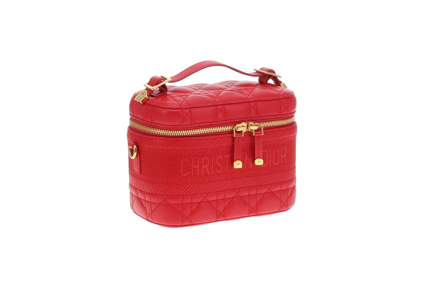 Dior Red Cannage Leather DiorTravel Vanity with Strap 2021
