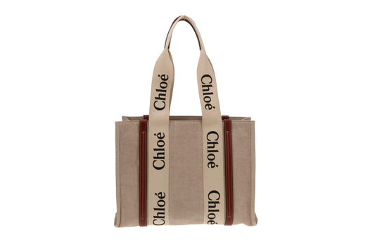 Chloe Canvas and Leather Medium Woody Tote