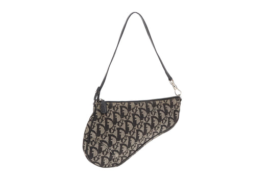 Dior Black/Grey Oblique Mini Saddle Pochette