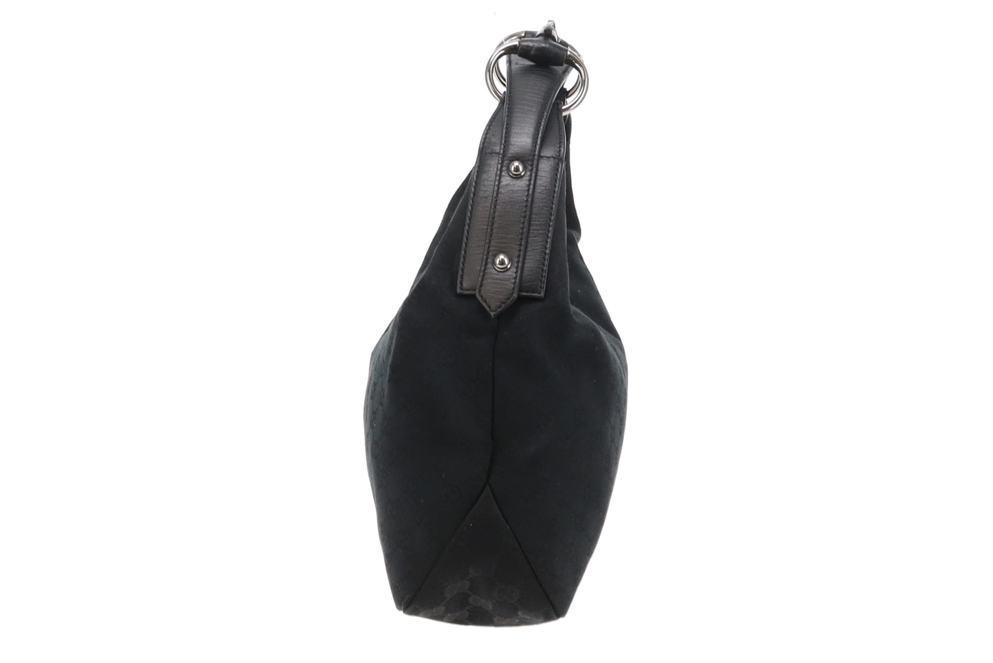 Gucci Black GG Canvas Vintage Horsebit Hobo Bag