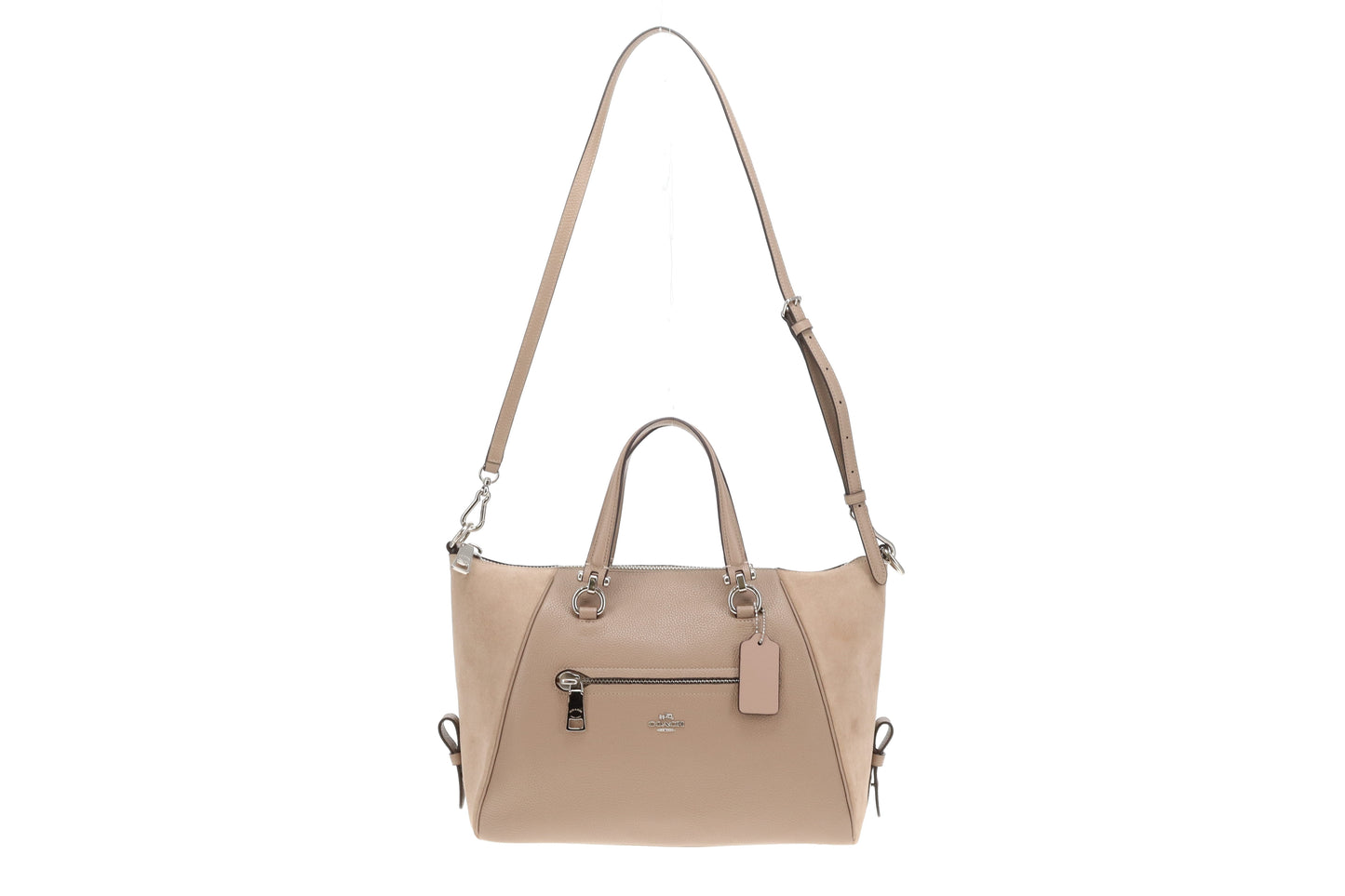 Coach Taupe Suede and Leather Prairie Satchel with Strap