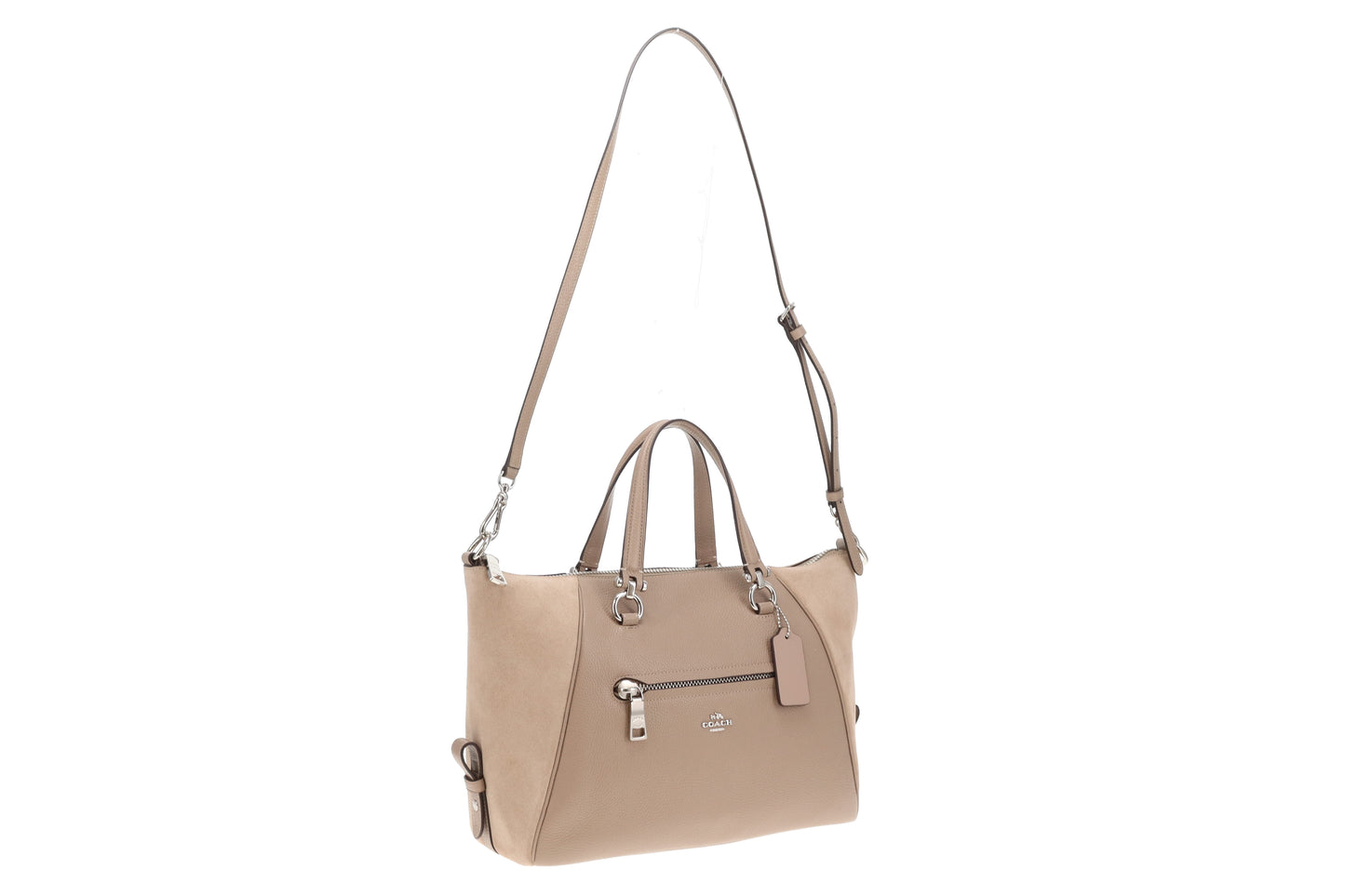 Coach Taupe Suede and Leather Prairie Satchel with Strap