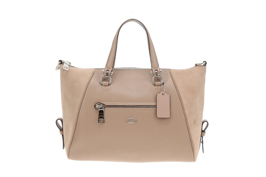 Coach Taupe Suede and Leather Prairie Satchel with Strap