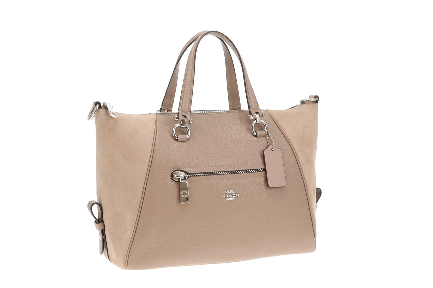 Coach Taupe Suede and Leather Prairie Satchel with Strap