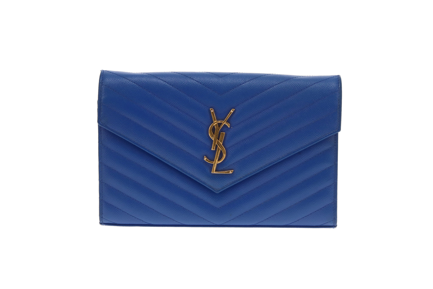 Saint Laurent Cassandre Wallet on Chain Blue GHW 2015