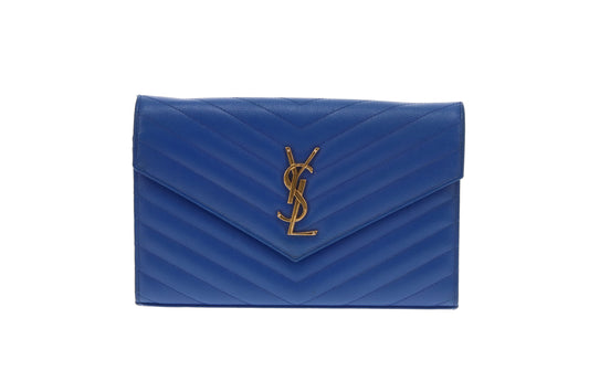 Saint Laurent Cassandre Wallet on Chain Blue GHW 2015