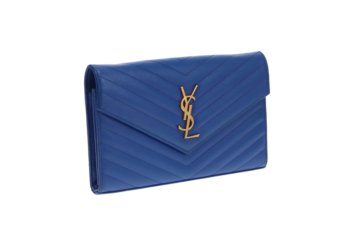 Saint Laurent Cassandre Wallet on Chain Blue GHW 2015