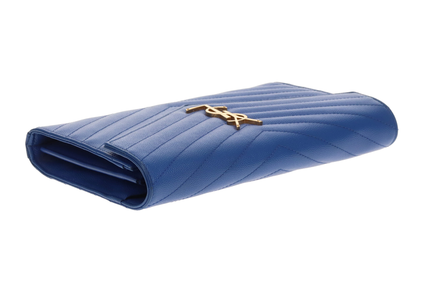 Saint Laurent Cassandre Wallet on Chain Blue GHW 2015