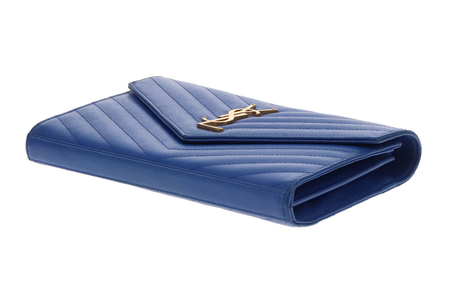 Saint Laurent Cassandre Wallet on Chain Blue GHW 2015