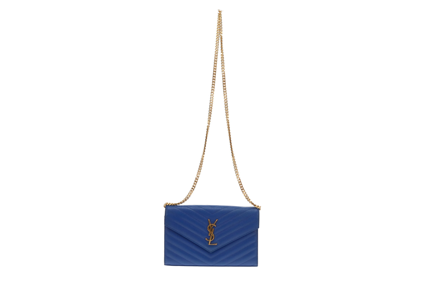 Saint Laurent Cassandre Wallet on Chain Blue GHW 2015